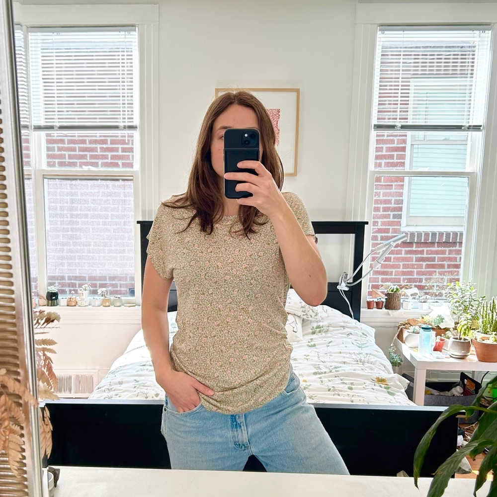 Zara basic floral t-shirt
